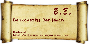 Benkovszky Benjámin névjegykártya